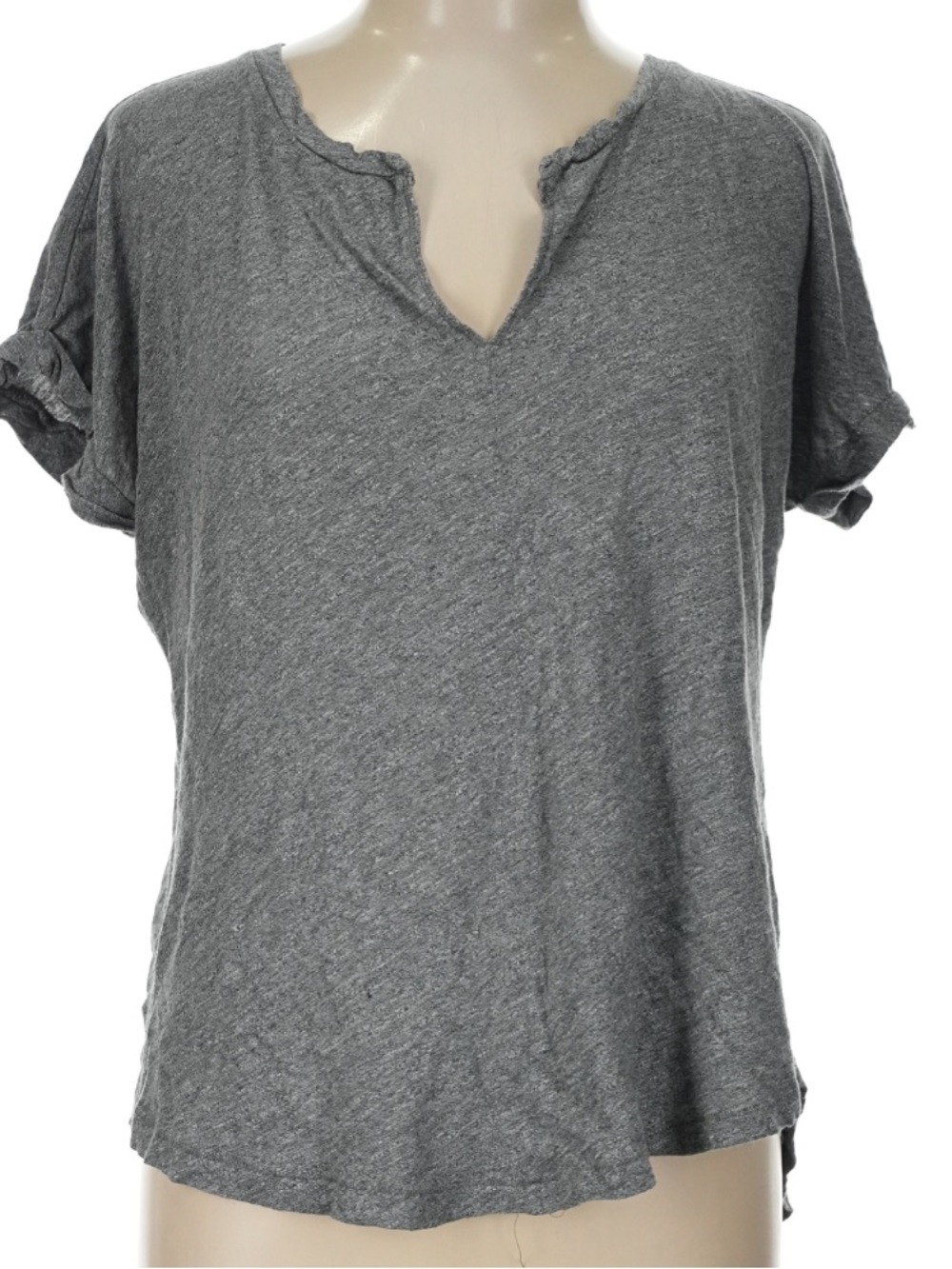 Madewell Gray Short Sleeve Split-Neck Tee